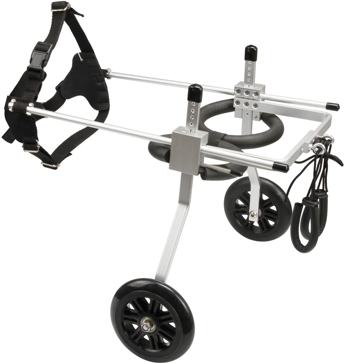 Anmas Box Verstellbarer Haustier-Rollstuhl mit 2 Rädern für mittelgroße Hunde und Katzen, Edelstahlrahmen für die Rehabilitation der Hinterbeine, Unterstützung älterer und behinderter Haustiere