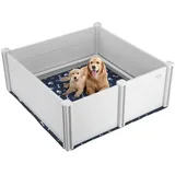 VEVOR Wurfkiste für Hunde, 1220 x 1220 x 460 mm, Wurfbox für Hunde und Welpen, Welpenauslauf, Welpenlaufstall mit Schienen und waschbarer PIPI-Unterlage, Wurfkiste für große Hunderassen, weiß