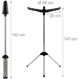 Relaxdays Bügelwäscheständer, für 27 Kleiderbügel schwarz/silber