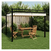 vidaXL Gartenpavillon mit ausziehbarem Dach Creme 3x3 m Aluminium