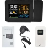 Ulisem Wetter Funk-Wetterstation mit Außensensor, kabellose Wetterstation mit Adapter, digitaler Farbbildschirm, Thermometer, Hygrometer,