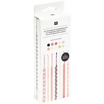 Rico Design DIY Freundschaftsarmbänder Set, Fashion Colours, 10x8 m Stickgarn in 10 verschiedenen Farben, 100 % Baumwolle, Neon 100% Polyester