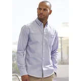 H.I.S. Langarmhemd "Regular-fit", Herren, Gr. XL (43/44), N-Gr, schwarz-weiß (anthrazit, weiß), Web, Obermaterial: 100% Baumwolle, gestreift, regular fit, Rundhals, Manschette, Hemden, Oxfordhemd langarm mit Button-down-Kragen aus reiner Baumwolle