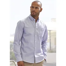 H.I.S. Langarmhemd "Regular-fit", Herren, Gr. XL (43/44), N-Gr, schwarz-weiß (anthrazit, weiß), Web, Obermaterial: 100% Baumwolle, gestreift, regular fit, Rundhals, Manschette, Hemden, Oxfordhemd langarm mit Button-down-Kragen aus reiner Baumwolle
