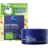 NIVEA Natural Balance regenerierende Nachtpflege (50 ml), Feuchtigkeitsscreme mit Bio Arganöl, Jojoba- und Mandelöl, pflegende Nachtcreme für jeden Hauttyp