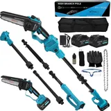 Akku Hochentaster Ast Kettensäge Profi-Astsäge für Makita 18V, 2 IN 1 Mini 6 zoll Akku Kettensäge und Teleskop with panthem akku 21V 4000mAh Elektro Hochentaster Astsäge Arbeitshöhe bis 4,5m