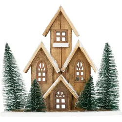 LED Weihnachtshaus Winter Weihnachtsdeko LED  Weihnachten Holz Figur Ornament