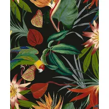 Wow - Vliestapete Papagei Schwarz - Mehrfarbig - 1005x52 cm