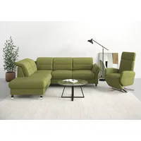 Ecksofa SIT & MORE "Grenoble L-Form mit Federkern" Sofas Gr. B/H/T: 247cm x 85cm x 222cm, Struktur, Ottomane links, ohne Bettfunktion-ohne Armteilverstellung-ohne Kopfteilverstellung, grün (olive) wahlweise mit Bettfunktion, Bettkasten, Arm- und Kopfteilverstellung