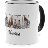 PhotoFancy® - Fototasse 'Mama' - Personalisierte Tasse mit eigenem Foto und Text selbst gestalten - Schwarz