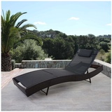 MCW Sonnenliege Phoenix, Relaxliege Gartenliege Liege, Poly-Rattan ~ braun-meliert, Bezug schwarz