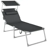 Songmics Sonnenliege 200 x 71 x 38 cm Grau