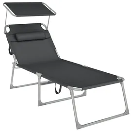 Songmics Sonnenliege 200 x 71 x 38 cm Grau