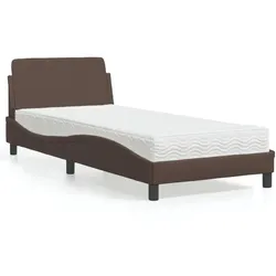 Bett mit Matratze Braun 90x200 cm Kunstleder