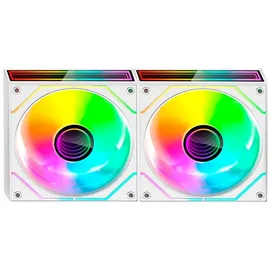 Mars Gaming MF-3DPROX2, Kit 2x PWM 120mm Lüfter, ARGB Triple Infinity Mirror 360° Beleuchtung, PWM-Steuerungssystem, FDB-Lager, PC-Lüfter mit voller ARGB-Kompatibilität, Weiß