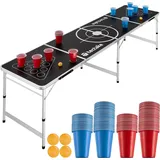 Tectake Bierpongtisch klappbar 60 cm x 240 cm x 70 cm 100 St. Schwarz