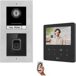 1-Familienhaus RFID-Fingerprint IP Video Türsprechanlage in Silber für Unterputz oder Aufputz Montage