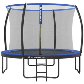 Songmics Gartentrampolin 366 cm inkl. Sicherheitsnetz, Leiter und gepolsterten Stangen blau