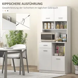 Homcom Küchenbuffet Hochschrank 80 x 35 x 180 cm Weiß