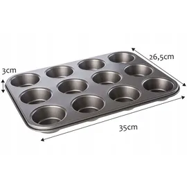 Kadax Muffinform, Backform für 12 Muffins, 35 x 26.5cm, aus Stahl, große Wölbungen, optimale Hitzeve - KADAX