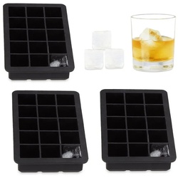 relaxdays Eiswürfelform 3 x Eiswürfelform Silikon 2,5 cm schwarz