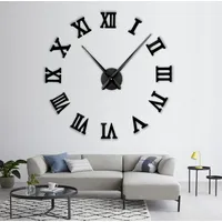 R&M ORIENT® 3D Wanduhr große Moderne Mute DIY – Römische Ziffern – Luxus Dekoration Geschenk – Wandtattoo – Uhren für Büro Wohnzimmer Schlafzimmer Dekoartikel Home Office Quarzuhr (C-Schwarz)