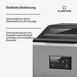Klarstein FrostMaster Eiswürfelmaschine - 40 kg/Tag, 34 Eiswürfel in 15 Min, Edelstahl, LED-Bedienfeld, Eisportionierer, Eiswürfelbereiter, Ice Maker Eiswürfelspender