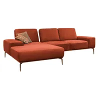 W.SCHILLIG Ecksofa run, Designsofa mit tollem Sitzkomfort, bequem, L-Form, mit Holzsockel, Füße in Bronze pulverbeschichtet, Breite 279 cm braun