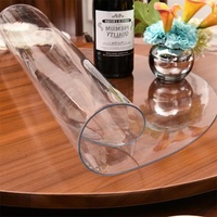 Rund Schreibtischunterlage Transparent 64cm - Dicke 2mm Tischdecken - Wasserabweisend rutschfest Abwischbare Tischfolie Transparent Rund für den Einsatz im Büro/Restaurant, Durchsichtig 2mm