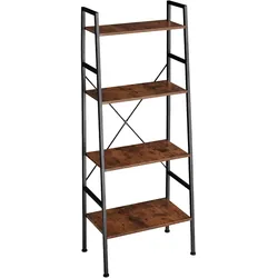 tectake® Leiterregal, Industrial Style, mit 4 Ebenen, inklusive Kippschutz, 61,5 x 36,5 x 150 cm