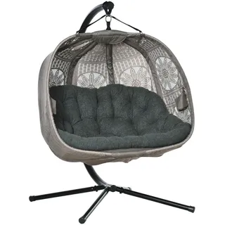Outsunny Hängesessel oval Sand / Schwarz  2-Sitzer mit Gestell 