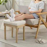 Homcom Sitzhocker Leinen 42 x 47 x 32 cm Beige