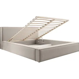 FEDVE Polsterbett Mendocino aus Bouclé-Stoff 200x200 Beige - Beige