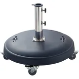 DEGAMO Schirmständer 50kg Rund, Beton Schwarz, mit Rollen