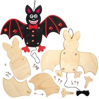 Baker Ross AX195 Holz-Marionetten-Set, Halloween-Fledermaus, Bastelsets für Kinder, 4 Stück