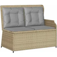 VidaXL Gartenbank Verstellbar mit Kissen Beige Poly Rattan