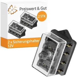 Preiswert & Gut 2 x Sicherungshalter 12V für KFZ, LKW, Boote – Camping – Spritzwassergeschützt, für ATO/ATC Flachsicherungen bis 40A, Deckelbefestigung durch Rä