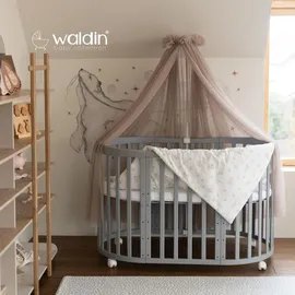 Waldin Babybett OWAL Kinderbett 7in1 mit Matratze, mitwachsendes Kinder-Bett