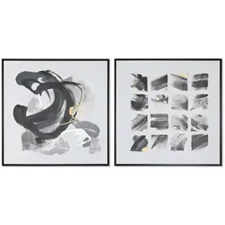 Leinwand Home ESPRIT Weiß Schwarz polystyrol Leinwand abstrakt Moderne 104 x 4 x 103,5 cm (2 Stück)