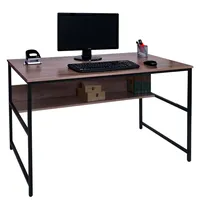 MCW Schreibtisch MCW-K80, Bürotisch Computertisch Arbeitstisch Ablage, Metall MDF 120x60cm ~ grau-braun