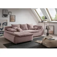 INOSIGN Ecksofa Imola elegant und bequem, aktuelle Steppung im Sitz, L-Form, wahlweise mit Bettfunktion rosa