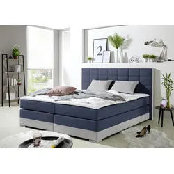 Boxspringbett INOSIGN, blau, B:193cm L:210cm, Komplettbetten, Boxspringbett, inklusive Topper und Wendekissen