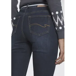 KangaROOS Caprijeans CAPRI-JEANS mit Gürtel (Set, mit abnehmbarem Gürtel) Skinny Fit, mit Schlitz, normale Leibhöhe blau 46