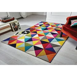 Kadima Design Designer-Teppich in lebhaften Farben, Geometrischer Muster, `Meon Ben`. 80x150 cm