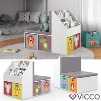 Vicco Kinderregal ONIX mit Sitzbank 6 Faltboxen Kindersitzbank Kinderzimmerregal