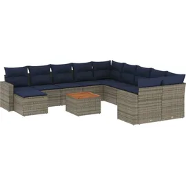 vidaXL Gartensofa-Set 14-tlg. grau Polyrattan