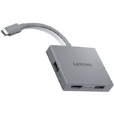 Lenovo 4-in-1 USB-C Hub Grau, HDMI, USB-A, 2x USB-A, 3.5mm Klinke-Combo