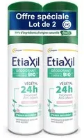 ETIAXIL - Déodorant Végétal Certifié BIO Parfum Lotus 24H Aisselles Adapté aux peaux sensibles Spray 100ml Lot de 2 Liquide 200 ml