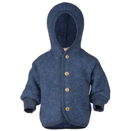 Engel Natur Engel Baby Jacke mit Kapuze Wollfleece, 86-92/86/92, blau Melange 86/92