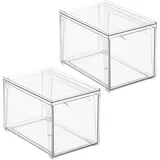 Aufbewahrungsbox mit Schublade 2er Set Schuhbox stapelbar mDesign transparent